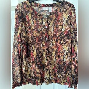 Chico's Vibrant Button-Down Snake Print Shirt